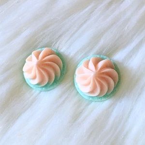 Handmade Meringue Drop Earrings Mint Green & Pink